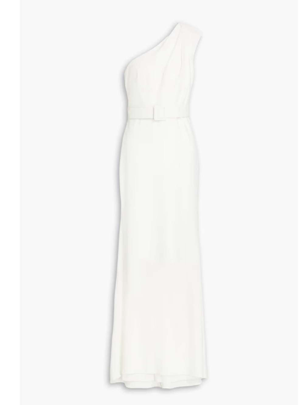 NWT Badgley Mischka White One-Shoulder Belted Gown